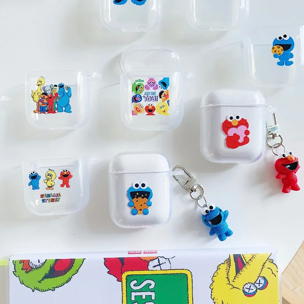 Улица Сезам Элмо печенья кукла кулон мультфильм беспроводной Bluetooth наушники чехол для Apple AirPods 1 и 2 Силиконовые зарядки