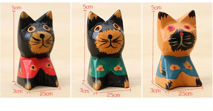 5 см ручная роспись деревянные резные кошки красные синие зеленые путешествия