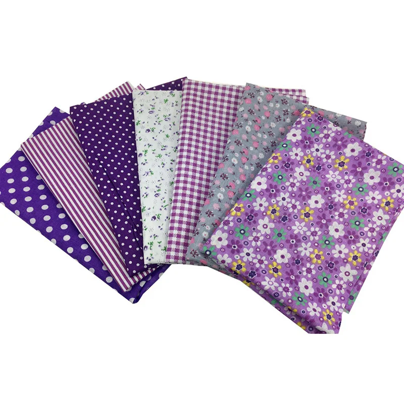 7pcs / Kit Cotton Fabrics Pre-cut Material For Handmade Diy Crafting Arts Cloth Handkerchief Yellow / Green / Purple / Red