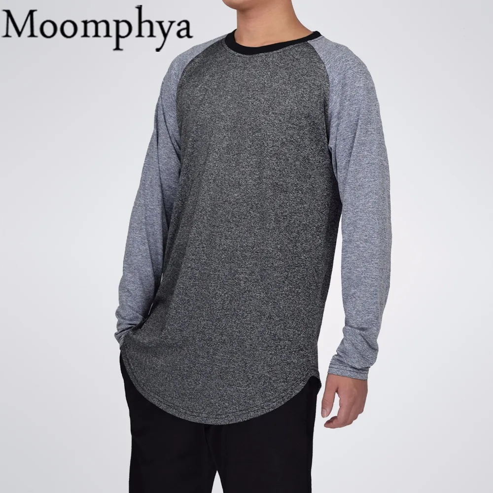Moomphya/Хип хоп футболка Для мужчин с длинными рукавами S лоскутное рукав футболки