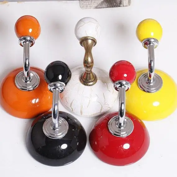 Ceramic Wall Hook Decorative Hooks Kitchen Coat Hangers Towel Hanger Colorful Yellow Blue White | Обустройство дома
