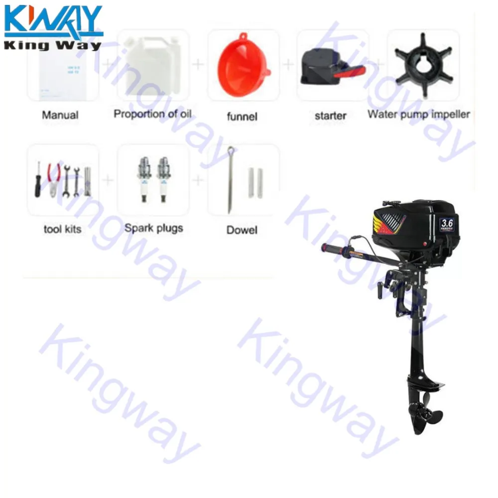 King Way-2-х тактный 3.6HP Лодочный Мотор Румпель вал рыбачьих лодок двигателя W/водяное охлаждение