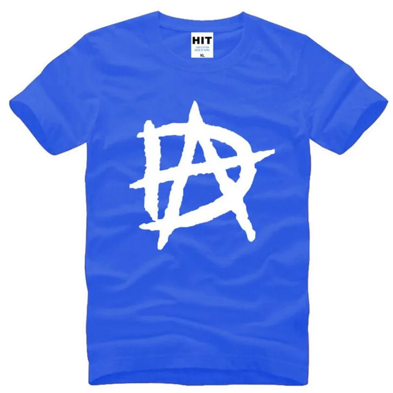 Амвросий DA логотип печатается футболки Для мужчин Летний стиль короткий рукав