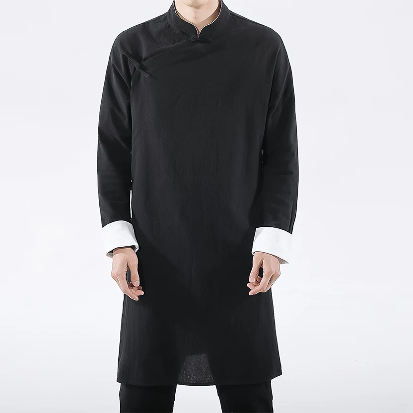 Sinicism Store мужское черное пальто стритвейм Мужская льняная куртка длинное пальто мужской китайский стиль харудзюку ветровка