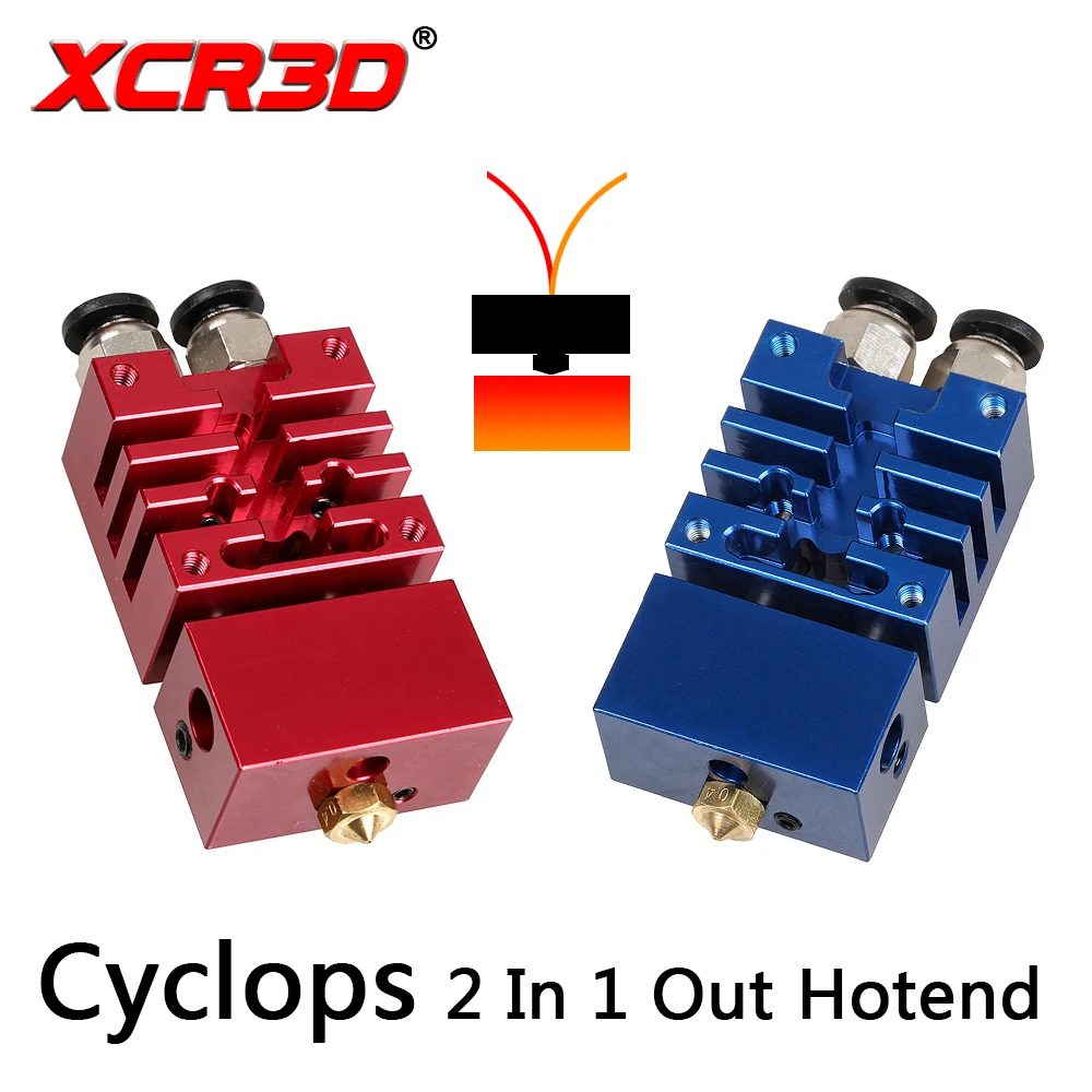 XCR3D улучшенная версия Cyclops 2 в 1 Out Hotend двухцветная коммутация комплект 0 4 мм/1 75 мм