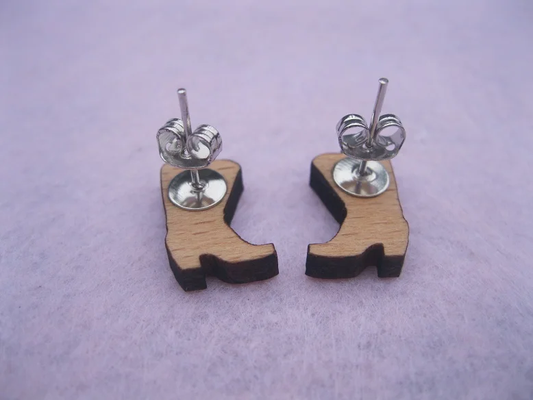 Уникальные деревянные Винтажные серьги гвоздики в стиле ботинок|earring holder|earring