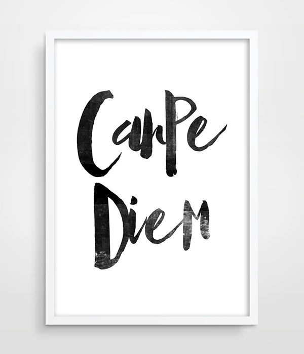 Carpe Diem The Day черно белое искусство в скандинавском стиле типографическое