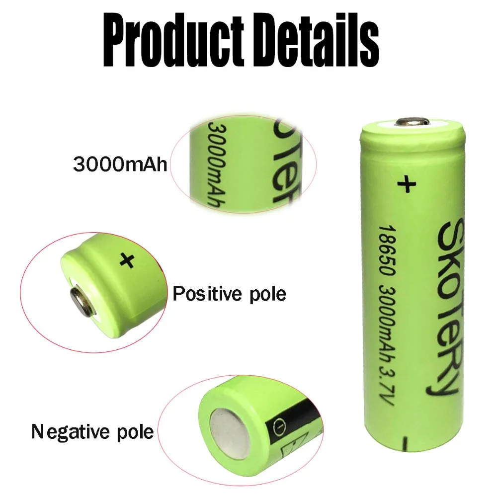 2 шт много SkoTeRy green 18650 3000mAh 3 7 V литий ионные аккумуляторы литиевая батарея Baterias Bateria