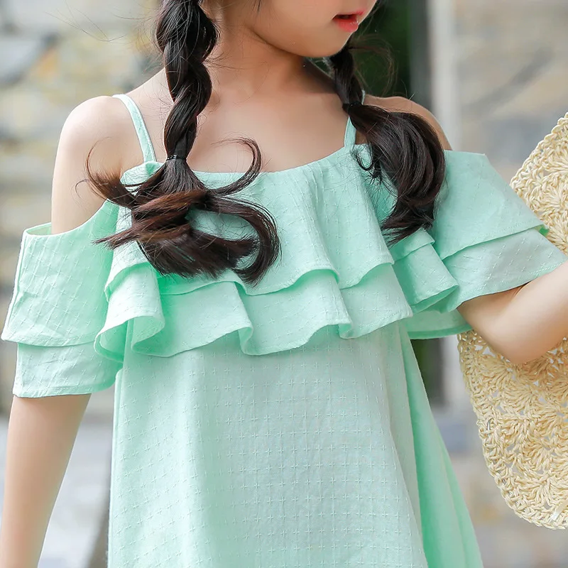 2018 Summer Dress Girl Evening Children Clothing Kids Shoulderless Princess Clothes 7 8 9 10 11 12 Year Costume | Детская одежда и