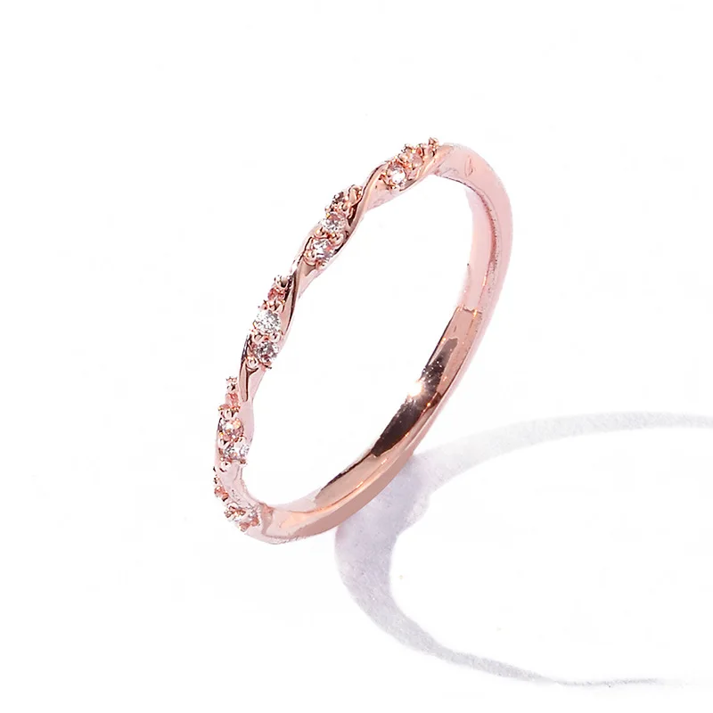 rose gold-6 Новое креативное переплетенное розовое золото Серебряное кольцо со звездами твист циркониевые кольца украшение для свадьбы помолвки кольцо для женщин девочек - Цвет основного камня: rose gold-6
