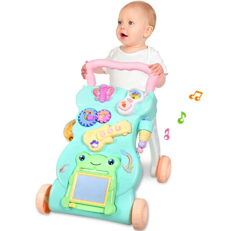 Детские ходунки, игрушки, многофункциональные, для малышей, на колесиках, сидя на стойке, ABS, музыкальные ходунки с регулируемым винтом для малышей