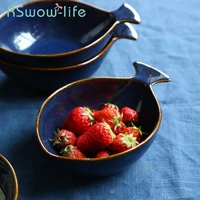 creative ceramic bowl household microwave oven oatmeal yogurt bowls cartoon blue fish soup bowls salad bowl for tableware