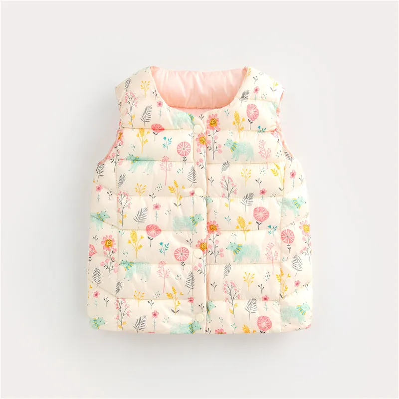 Flower Beige Детский жилет; куртка без рукавов; детская одежда; жилеты для мальчиков; хлопковый жилет для маленьких девочек; сезон осень-зима; Верхняя одежда; куртки - Цвет: Flower Beige