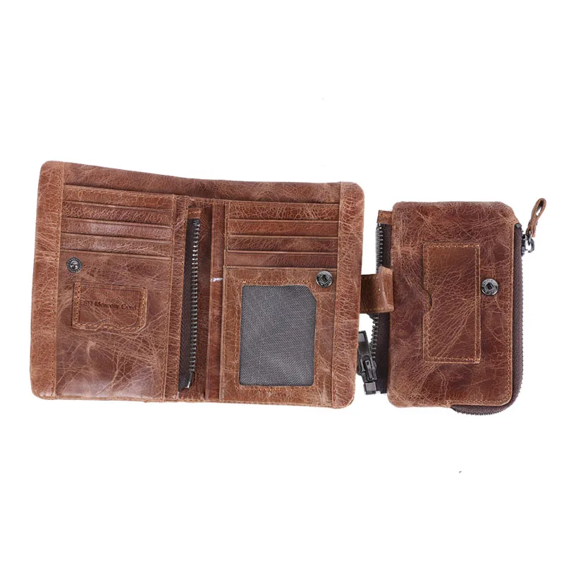 Мужской кошелек из натуральной бычьей кожи дизайнерский короткий винтажный с