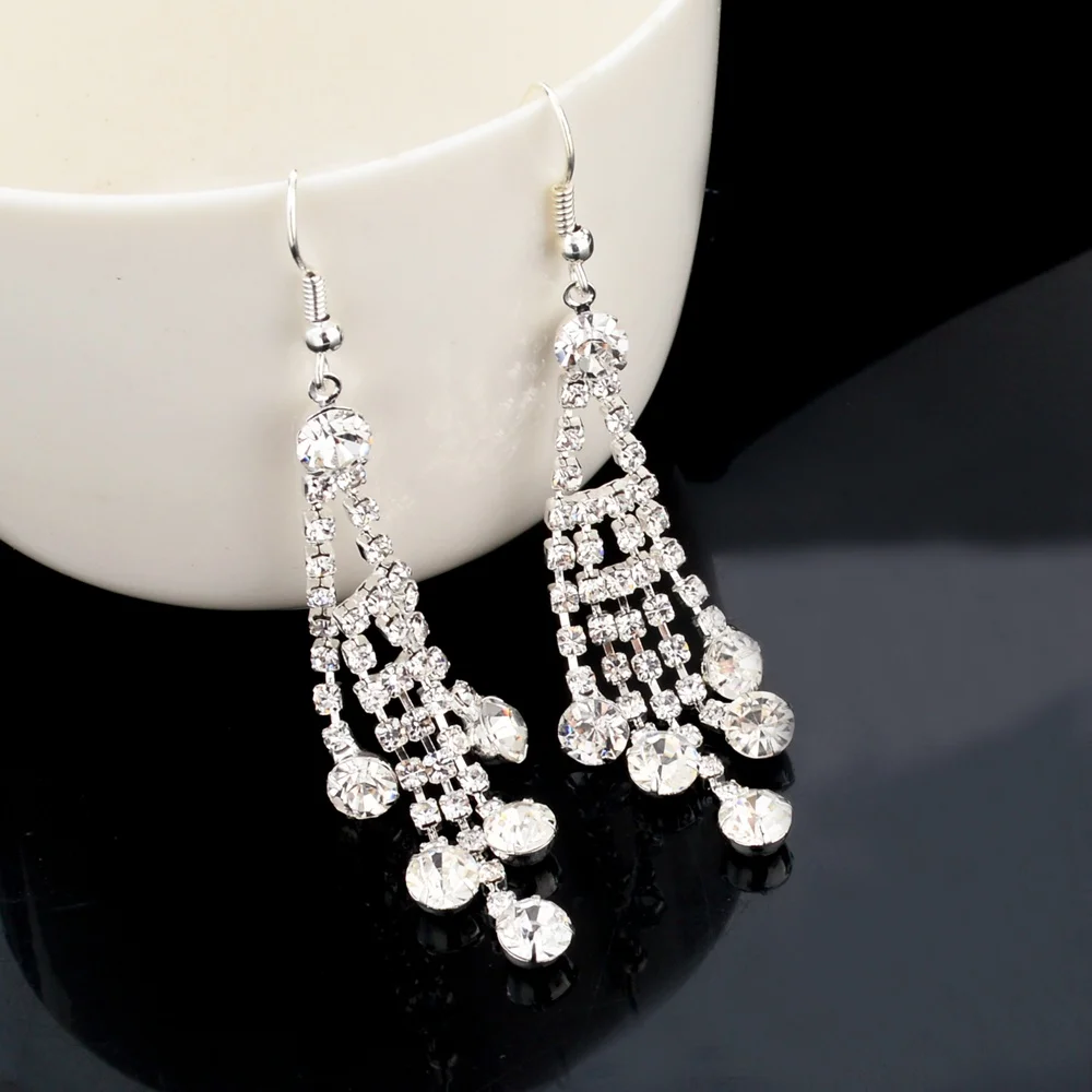 

TOUCHEART Crystal Bowknot Drop Earrings Fashion Jewelry Silver color Long Tassel Earrings For Women Wedding Jewelry Ser150056