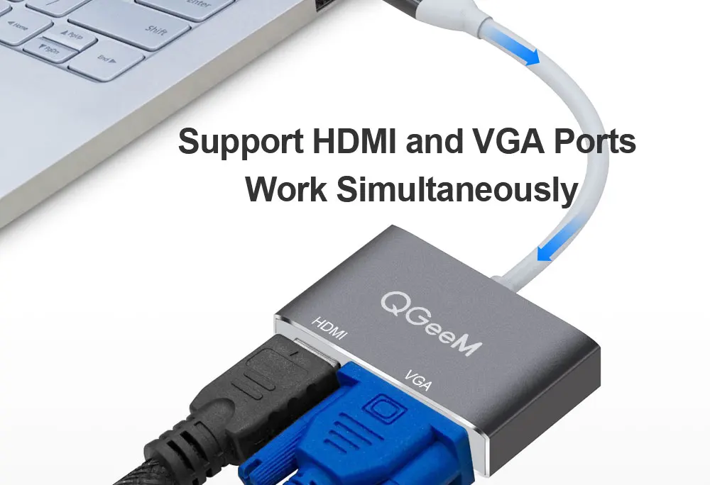 QGeeM USB C адаптер HDMI VGA Тип usb с разъемами типа c и HDMI 4 K мужчин и женщин для MacBook Pro ChromeBook huawei P20 galaxy S9 USB C на HDMI