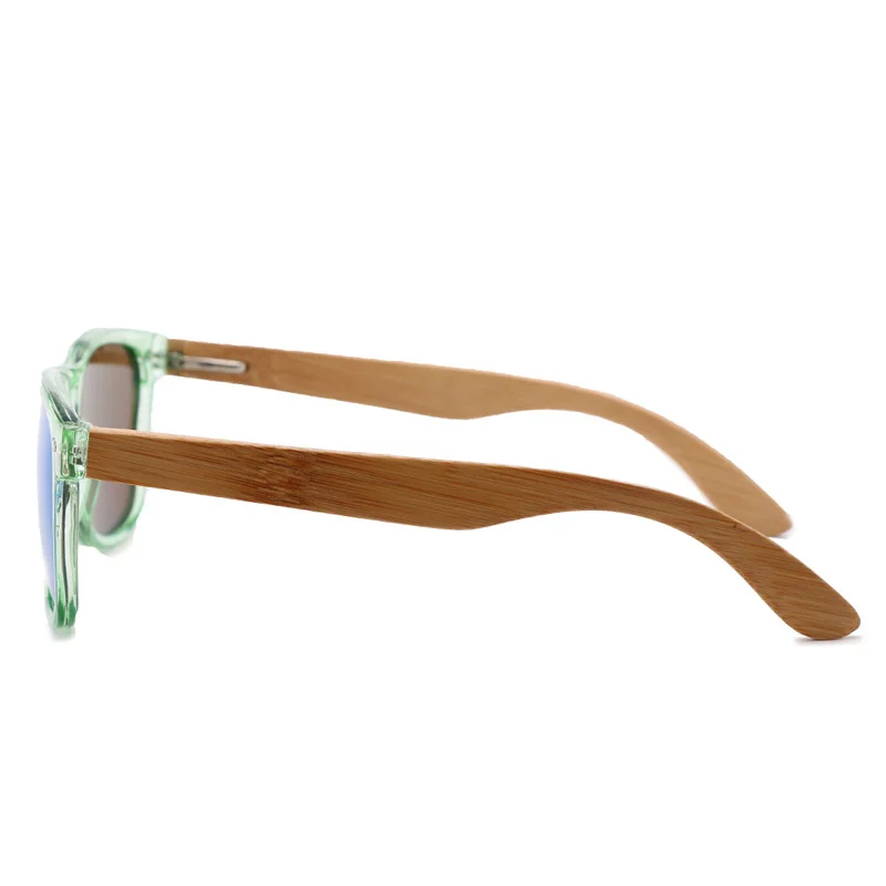 Fashion brand design transparent green wood bamboo sunglasses women's PC box legs polarized UV protection 400 | Аксессуары для