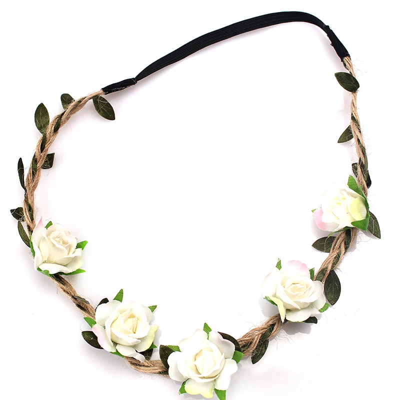M MISM Boho Floral Headband For Women Hair Accessories New Wreath Headbands Kids Girls Rose Flowers Hair Bands Garland