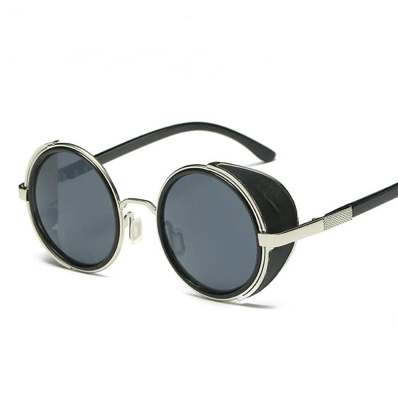 Steampunk Sunglasses Women Round Glasses Goggles Men Side Visor Circle Lens Unisex Vintage Retro Style Punk Oculos De Sol