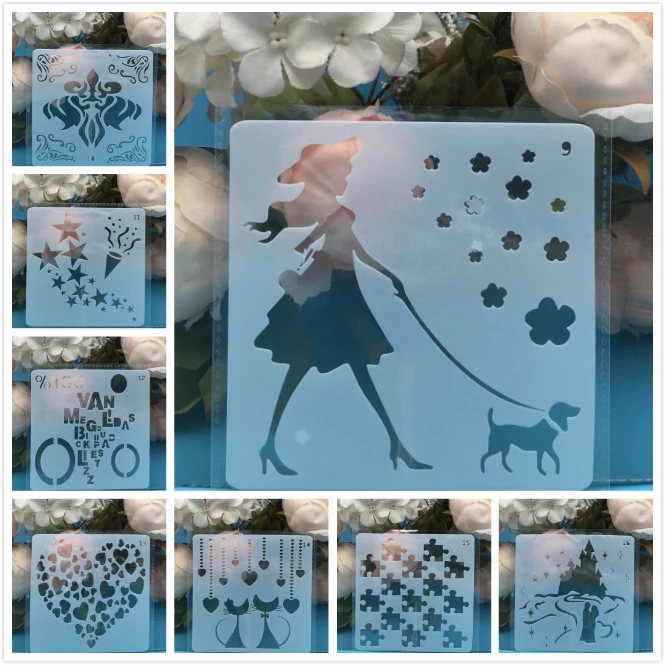 

8Pcs/Set 13cm Bicycle Heart DIY Layering Stencils Painting Scrapbook Coloring Embossing Album Decorative Card Template