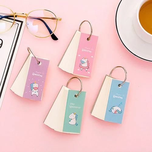 color random 1pcs Корейский милый Единорог вкладыш блокнот для заметок винтажный блокнот кавайный блокнот для учебы индекс карточки канцелярские товары для школы офисный Декор Bts - Цвет: color random 1pcs