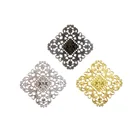 Бесплатная доставка, 20 шт., металлические филигранные квадратные обертки соединители фурнитура для украшений, коннектор для поделок своими руками, 40х40мм