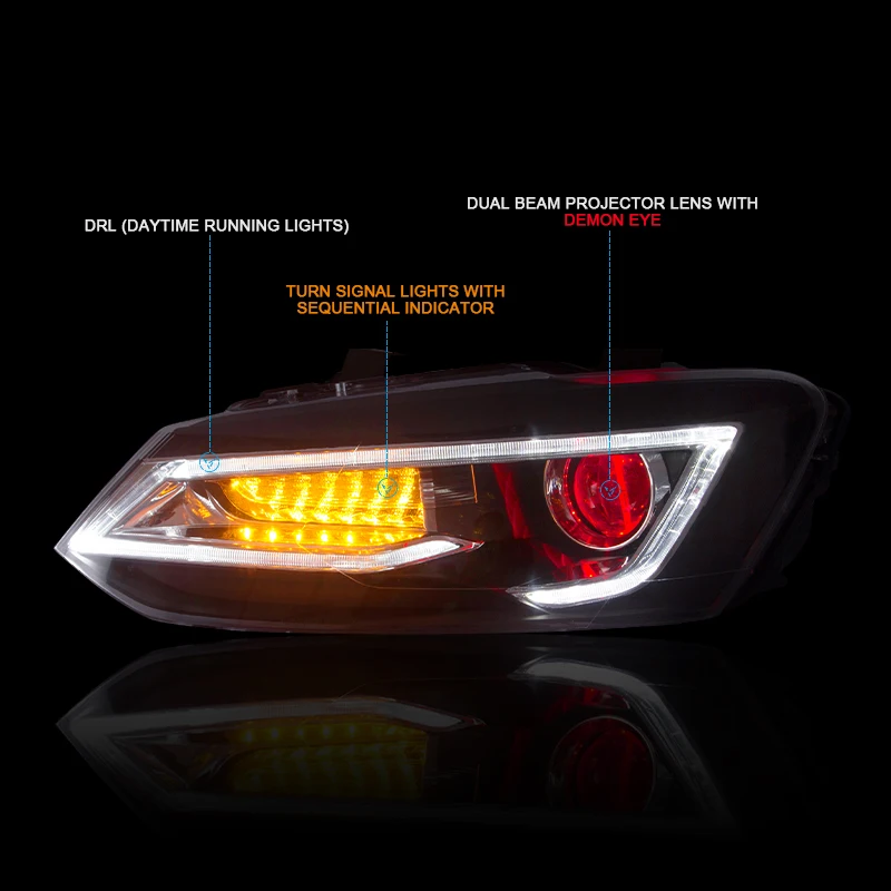 CNSUNNYLIGHT для VW/Volkswagen Polo 2011- Автомобильная фара в сборе светодиодный DRL сигнал поворота ксенон HID проектор Объектив Plug and Play