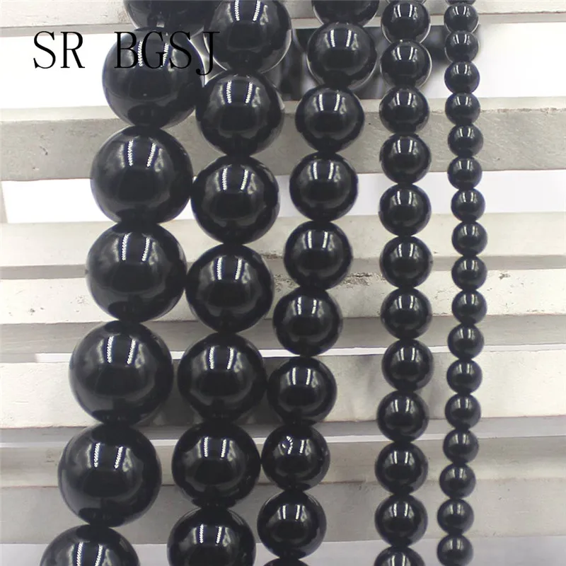 Бесплатная доставка 4 6 8 10 12 мм черные агатовые Ониксовые драгоценные Камни