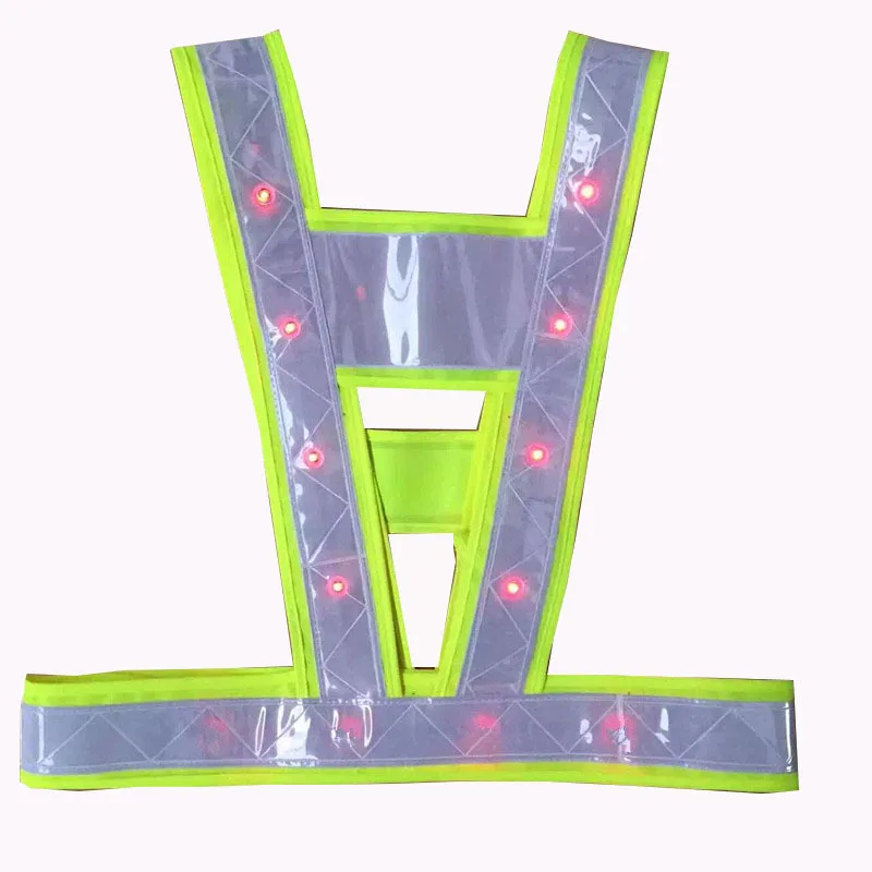16pcs LED safety vest reflective running jacket Reflective Strap Vest Night Warning Vest Cycling Working Outdoor Clothes