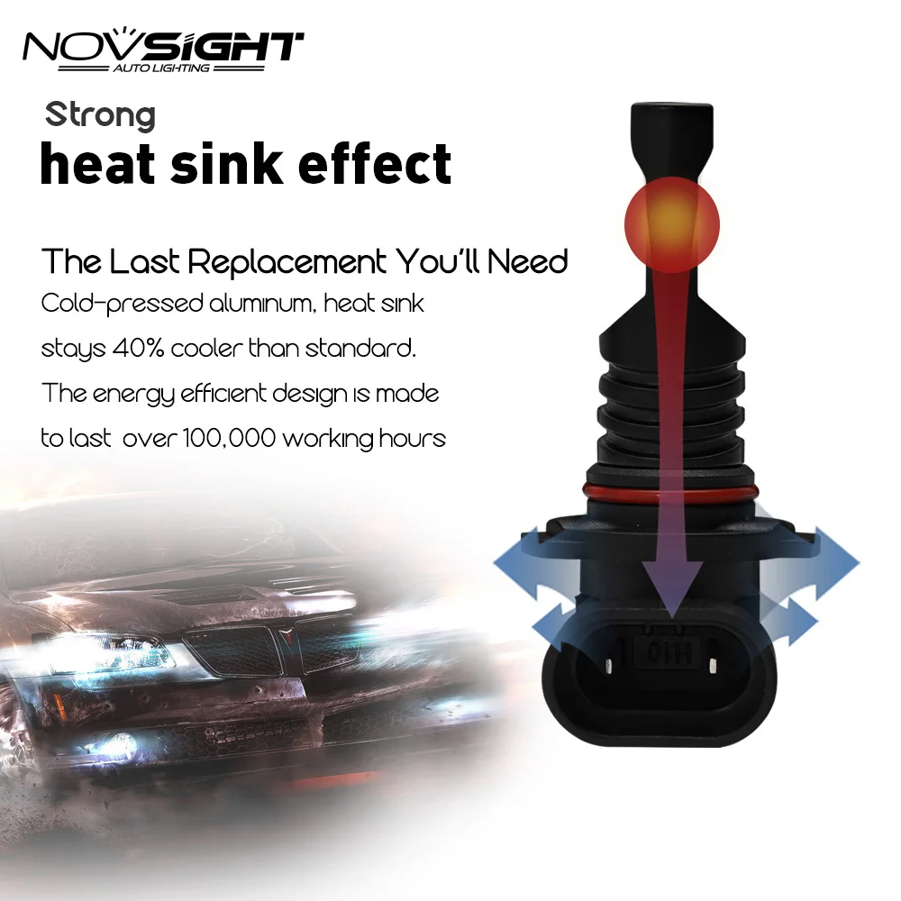 Novsight 2 шт. LED HB3 9005 9006 HB4 H4 H7 противотуманные лампочки H11 H1 чип Светодиодные
