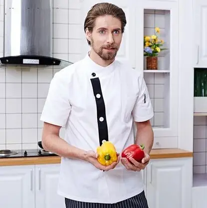 Кук костюм летние с коротким рукавом куртка повара удобные дышащие ткани унисекс Повседневная обувь форма