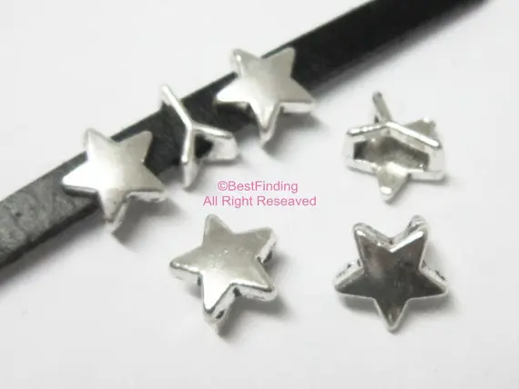 5x2mm Star sliders Flat leather pentagram slider 5mm findings | Украшения и аксессуары