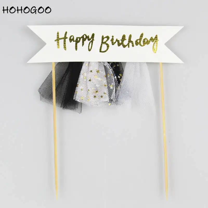 HOHOGOO 3 шт./компл. письмо с днем рождения торт Топпер бумага Baby Shower для именинного