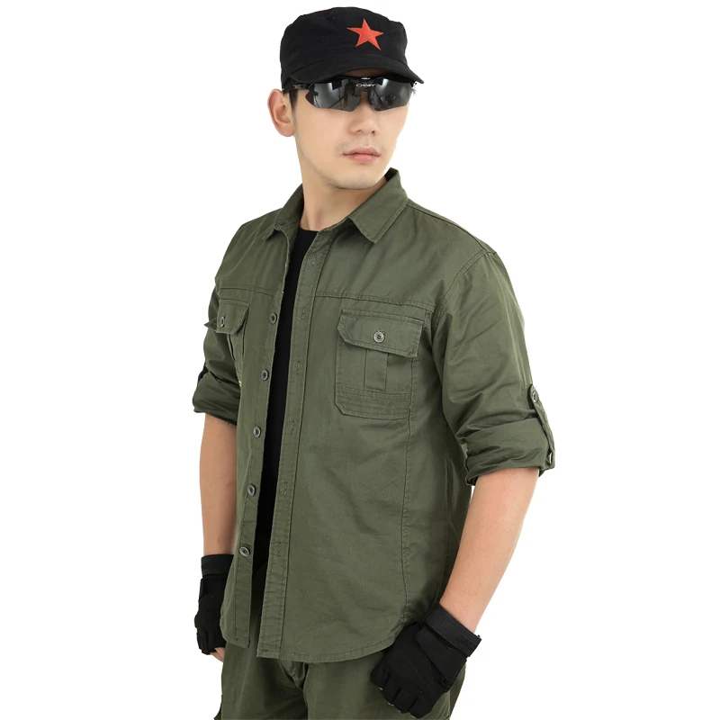 Мужская походная рубашка с длинным рукавом для военной тактической тренировки |