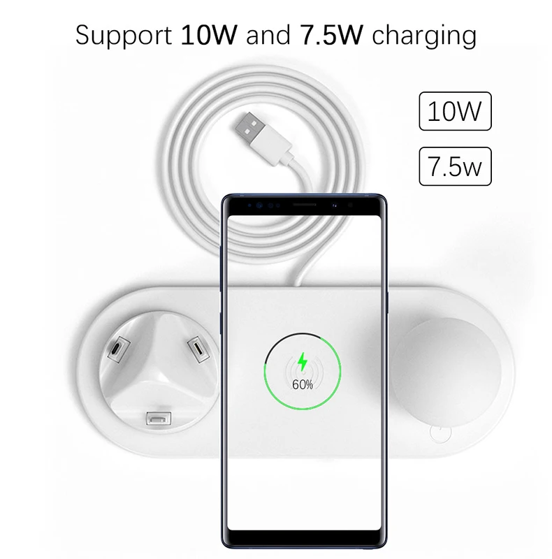 Hadinas Qi Беспроводное зарядное устройство с лампой Micro usb type C док-станция зарядное устройство для iPhone samsung быстрозарядная станция