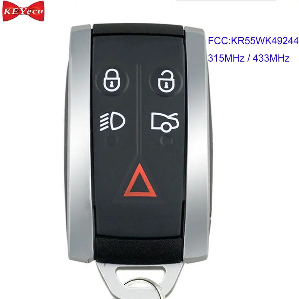KEYECU для Jaguar XF XFR XK XKR 2009-2013 умный дистанционный ключ-брелок от машины FCC ID: KR55WK49244 315 МГц/433 МГц 5 кнопок