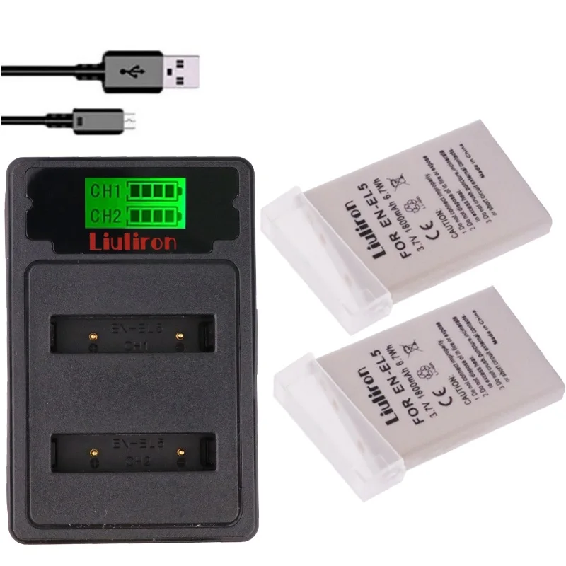 charger and 2battery Батарея EN-EL5 ENEL5 En El5 батарея+ ЖК-TYPE-C двойное зарядное устройство для камеры Nikon Coolpix P80 P90 P100 P500 P510 P520 - Цвет: charger and 2battery