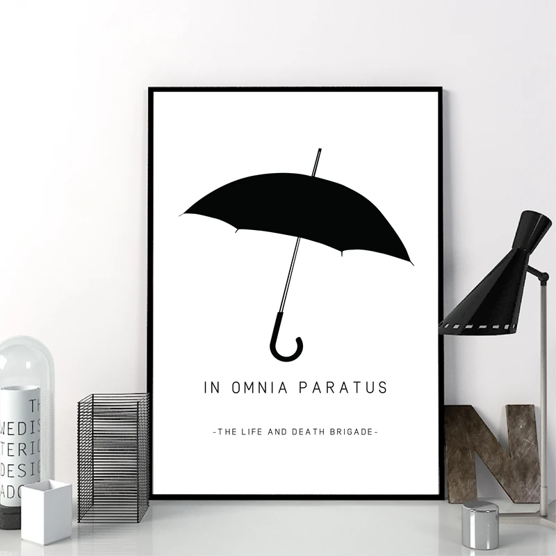 

In Omnia Paratus Wall Art Canvas Posters Prints Gilmore Girls TV Show Painting Black White Umbrella Picture Home Wall Art Decor
