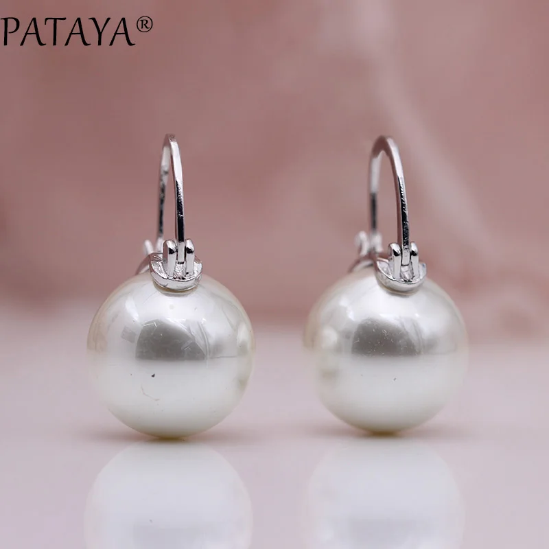 PATAYA, новинка, круглые, имитация жемчуга, длинные серьги, 585, розовое золото, женские вечерние, подарок, хорошее ювелирное изделие, простые серьги-подвески большого размера