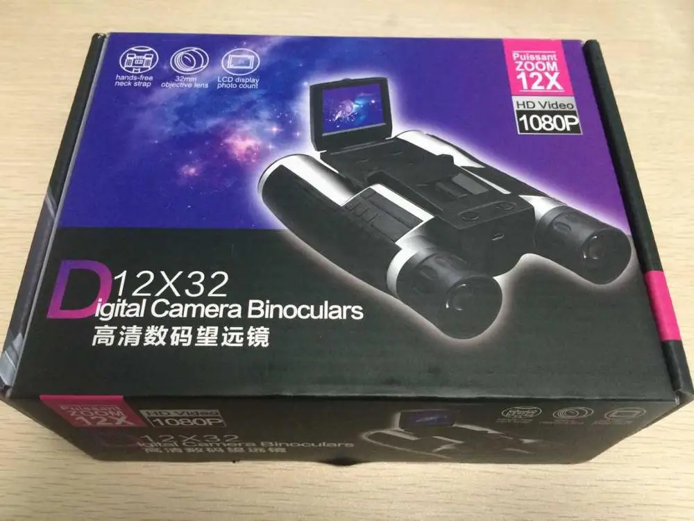 Профессиональный 12x32 HD бинокулярный телескоп DH 1080P Цифровая видеокамера 2,0 ''TFT CMOS 5MP телескоп видеокамера FS608R