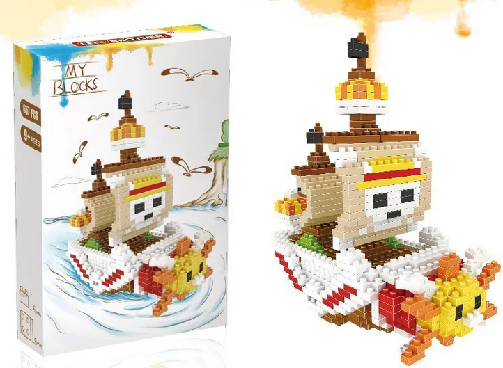 Завод ЛЕЛЕ Блоков Один Кусок Пластика Мини Блоки Луффи MicroBlocks Тысяча Солнечный DIY