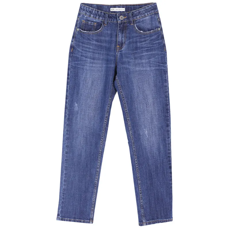 Женские Джинсы бойфренда LEIJIJEANS синие повседневные классические прямые джинсы с