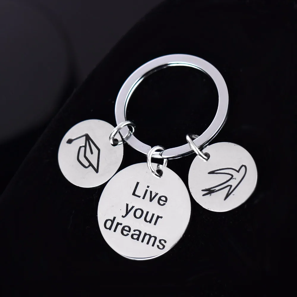 12 шт./лот Live Your Dreams брелок из нержавеющей стали колпачок для выпускного шапка