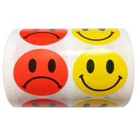 yellow smiley face happy stickers red sad face stickers for teachers 1 inch round circle dots 500 labels per roll