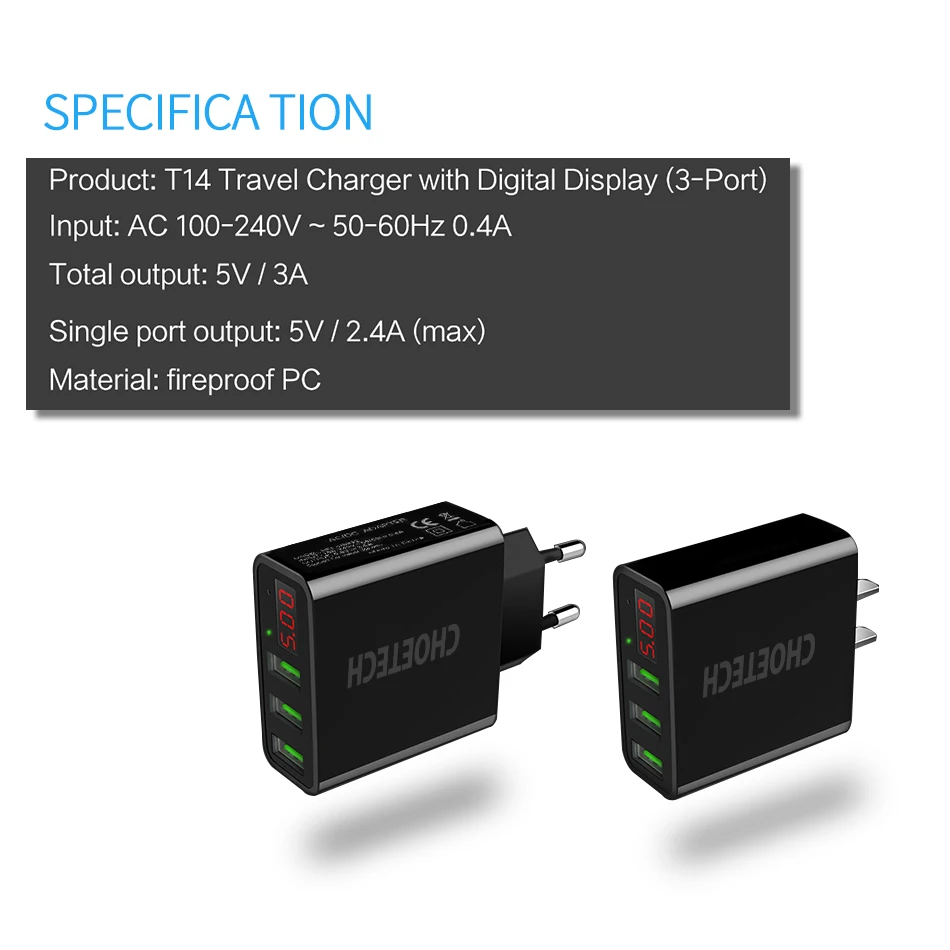 3 Порты и разъёмы LED Дисплей USB Зарядное устройство Универсальный 5 В/3A интеллектуальная подзарядка EU/us Plug Путешествия стены Зарядное устройство адаптер для iphone телефон Зарядное устройство