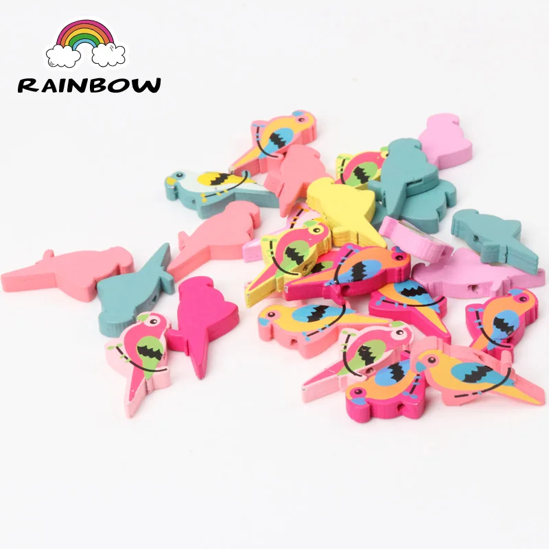 50 шт., деревянные бусины в виде попугая, 31 х15 мм