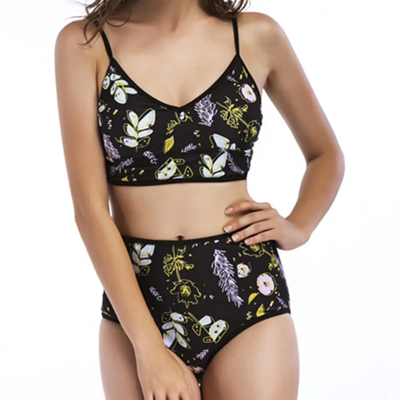 Принт Высокая талия Купальник 2019 бикини пуш ап купальники Для женщин спинки