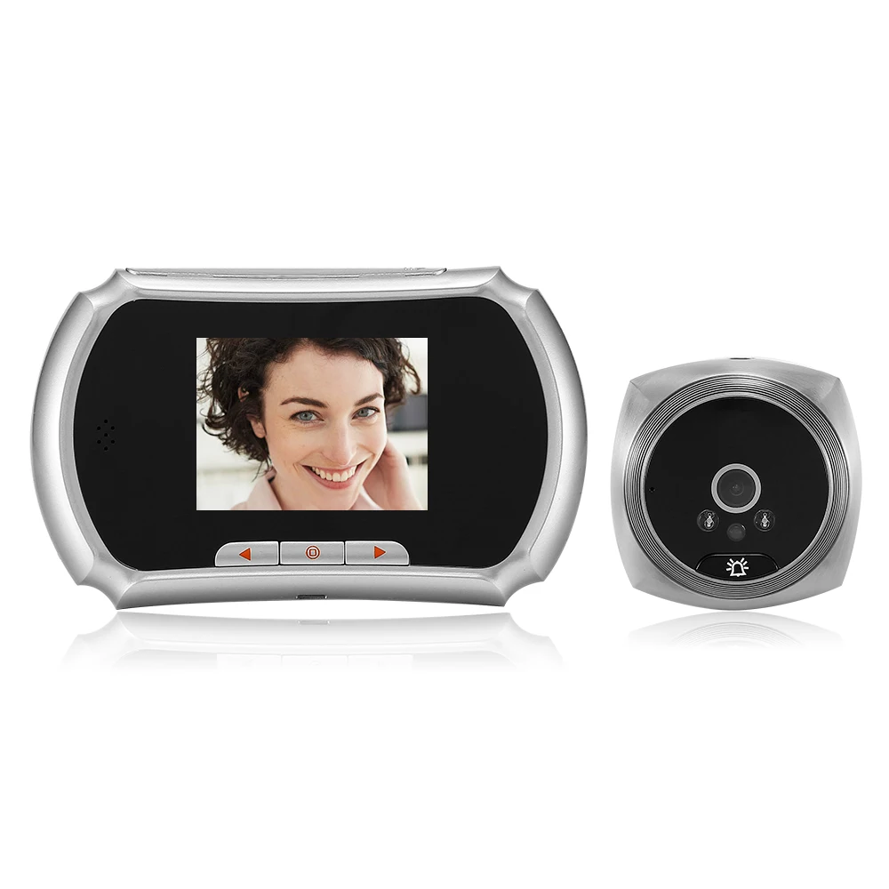 Серебристый 1.3MP глазок дверной Камера 3-дюймовая пленка ЖК-дисплей Экран монитор Видео дверной глазок дверной звонок фото и видео Запись для дома - Цвет: Серебристый