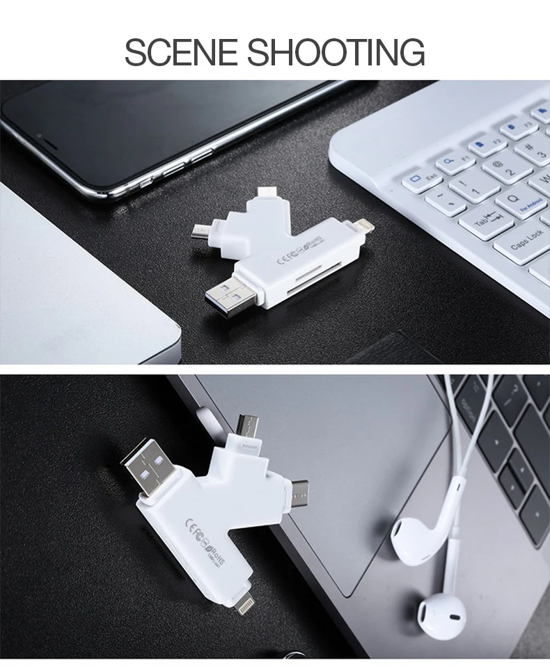 UTHAI C30 USBC Lightning мультикардридер 4в1 type-c/Lightning/MicroUSB/USB адаптер для iPhone 7 8 X Plus TF/SD кардридер