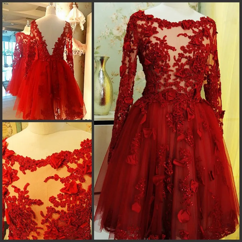 Женское платье для свадьбы красное кружевное с аппликацией и бусинами тяжелой